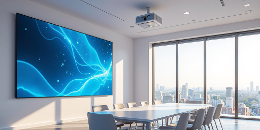 公司标识展示，现代简约设计风格，蓝色主题色，体现科技感